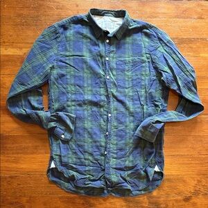 Officine Generale Green and Blue Checkered Shirt